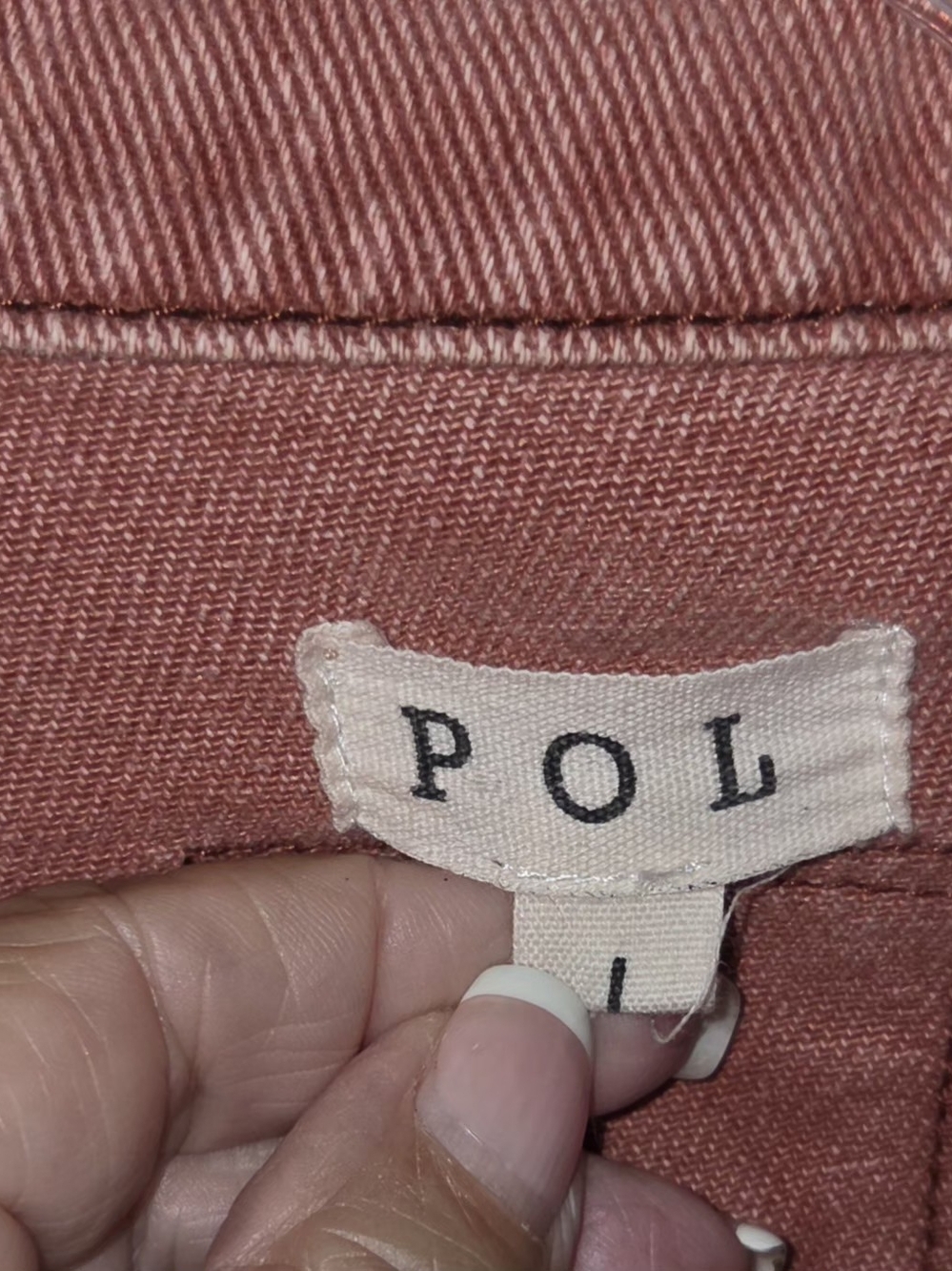 POL faded Red Distressed washed denim jacket with dreamcatcher back patch - Picture 3 of 3